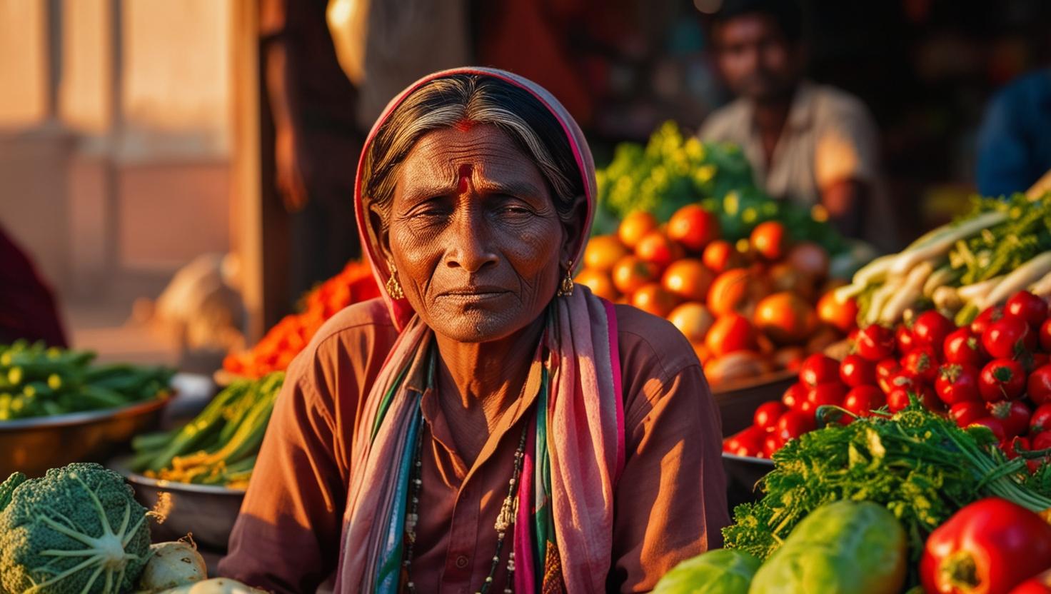 vegetable seller indian person with sad face 1