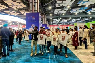 AI Summit Shirtless Protest