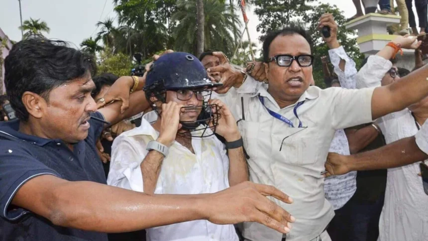 Abhishek Banerjee Attack Case: TMC workers protest after alleged attack on Abhishek Banerjee in West Bengal.