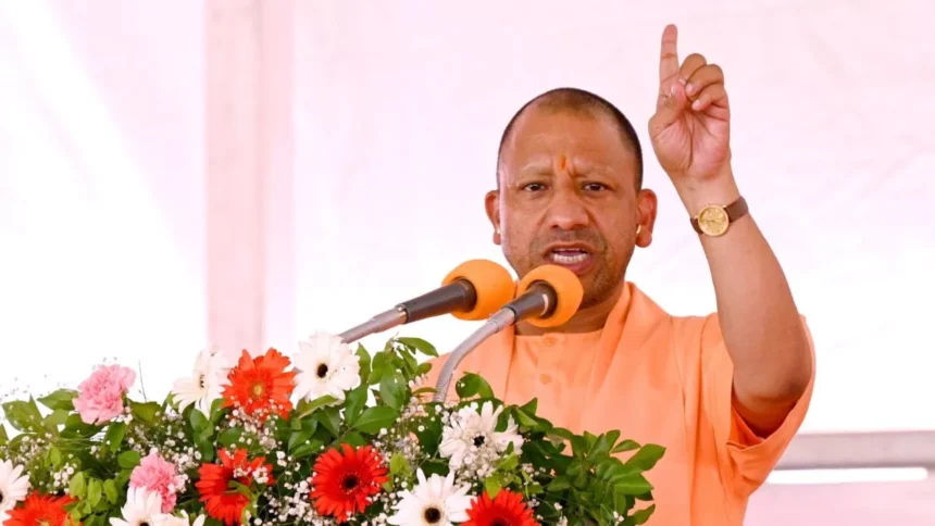 CM Yogi on Mafia: Mau rally crowd with CM Yogi speech.