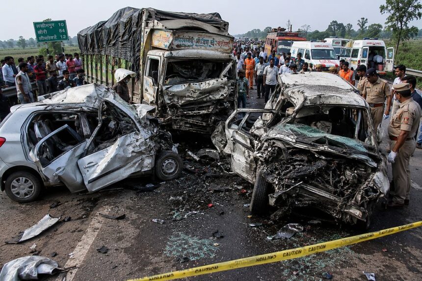 UP Road Accident: 10 people killed in a tragic collision between a truck and a magic vehicle in Lakhimpur Kheri.