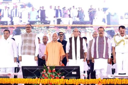 Rajnath Singh Navy Shaurya Vatika :Rajnath Singh inaugurates Navy Shaurya Vatika in Lucknow with INS Gomati display.