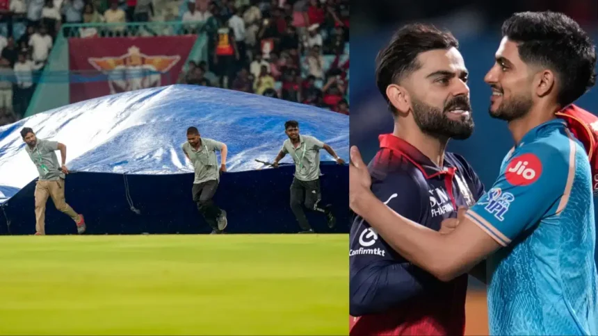 IPL Final Weather Rules : Dark clouds over Narendra Modi Stadium before IPL 2026 Final between RCB and Gujarat Titans.