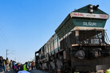 Assam Train Accident: Railway workers at the Assam Train Accident site on Naranarayan Bridge after a freight train hit track maintenance staff.