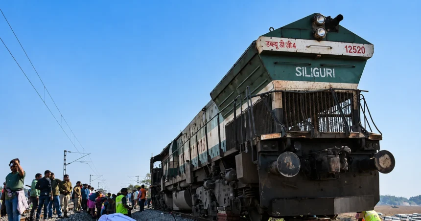 Assam Train Accident: Railway workers at the Assam Train Accident site on Naranarayan Bridge after a freight train hit track maintenance staff.