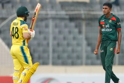 Bangladesh vs Australia ODI: Nahid Rana celebrates a wicket during the match in Mirpur as Bangladesh records victory over Australia after 21 years.