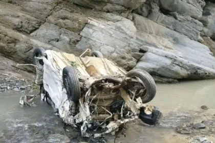Rescue teams at the Chamba Car Accident site after an Alto car fell into the Baira Siul River, killing four people in Himachal Pradesh