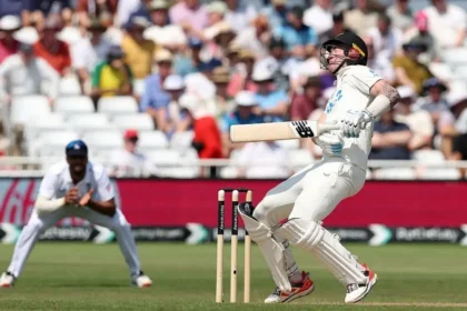 New Zealand fast bowler Blair Tickner leaves the field after a head injury as Concussion Substitute Jack Foulkes joins the playing XI during the 3rd Test against England.