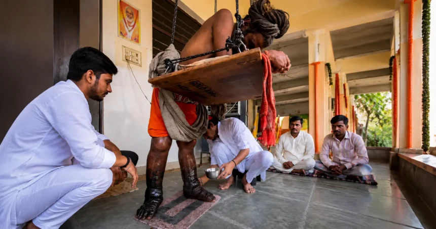 Dulal Giri Maharaj Viral Video: Dulal Giri Maharaj standing for 12 years during Lord Shiva devotion with swollen legs