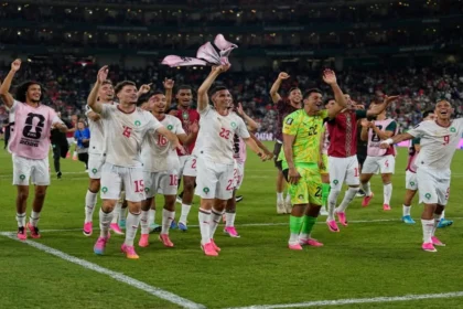 FIFA World Cup 2026: Morocco players celebrate after defeating the Netherlands in a dramatic FIFA World Cup 2026 Round of 32 penalty shootout.