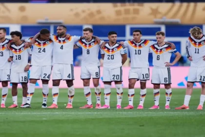 FIFA World Cup 2026: Paraguay players celebrate after defeating Germany in the FIFA World Cup 2026 Round of 32 penalty shootout.