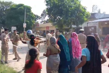 Khutar Police Outpost Protest in Shahjahanpur as villagers and women demonstrate against alleged fake encounter, police deploy force amid rising tension.