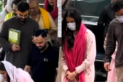 Kohli Premanand Maharaj Blessing: Virat Kohli and Anushka Sharma seeking blessings from Premanand Maharaj at Radha Keli Kunj Ashram in Vrindavan