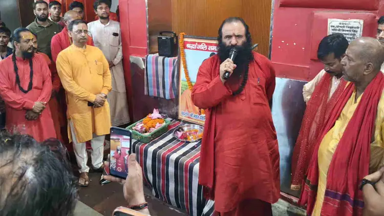 Priests and devotees at Mansa Devi Temple Haridwar as the temple administration introduces a new rule for blessings and enhances security arrangements.