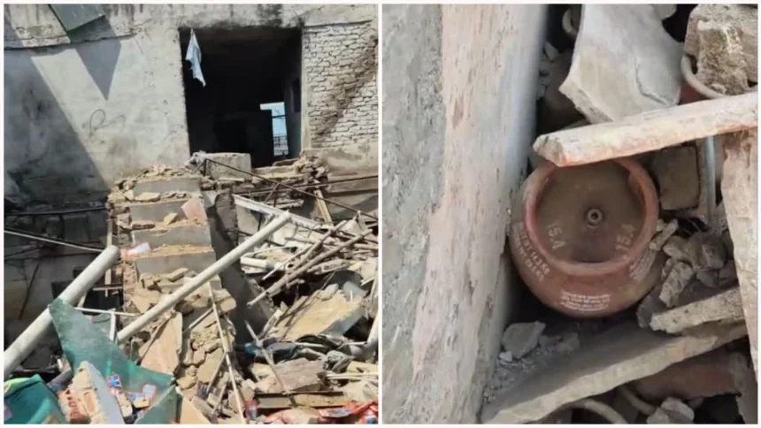Mukundpur Building Collapse: Rescue teams and local residents search through the debris of a collapsed building in Mukundpur, Delhi, after a suspected LPG cylinder blast injured several people.