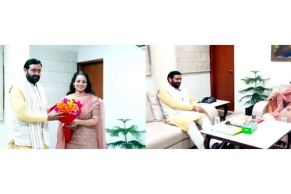 Kangana Ranaut Meets Nayab Saini: MP Kangana Ranaut meeting Haryana Chief Minister Nayab Singh Saini at Haryana Bhawan in New Delhi during a courtesy visit