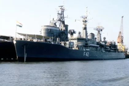Operation Flowers Are Blooming: Prime Minister Narendra Modi during his Seychelles visit alongside archival representation of India's Operation Flowers Are Blooming and INS Vindhyagiri.