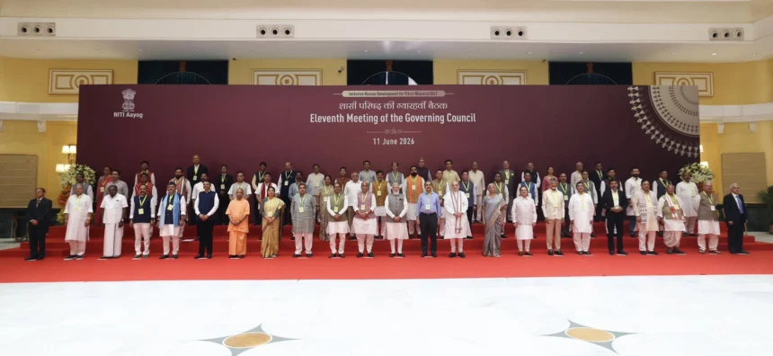 PM Modi 12 Years: PM Narendra Modi at NDA Conclave 2026 in Bharat Mandapam New Delhi celebrating 12 years of leadership