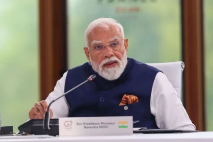 PM Modi G7 Summit: PM Modi addressing G7 Summit leaders while Donald Trump sits beside him during discussions on maritime security and Indian sailors.