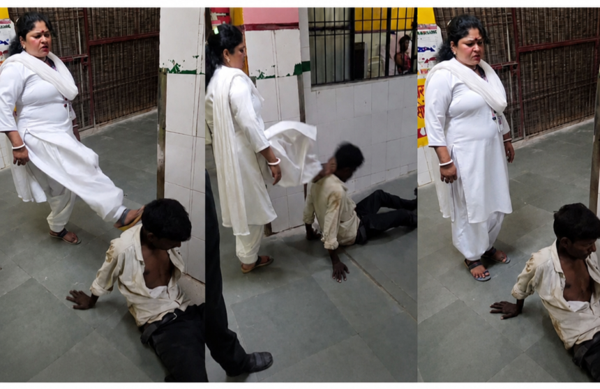 Raebareli News: Humanity shamed at the hospital! Female staff member kicks and beats a mentally challenged young man; video goes viral.