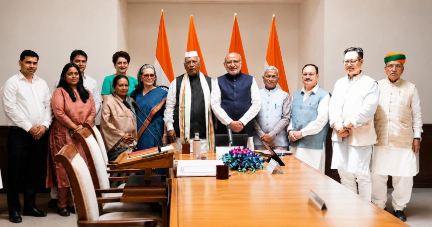 Rajya Sabha Oath Ceremony 2026: Mallikarjun Kharge and newly elected Rajya Sabha MPs taking oath during Rajya Sabha Oath Ceremony 2026