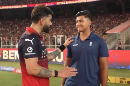 Vaibhav Suryavanshi Meets Kohli: Vaibhav Suryavanshi talking with Virat Kohli after IPL 2026 final match