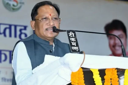 Chhattisgarh Cooperative Conference: Chhattisgarh Chief Minister Vishnu Deo Sai addressing the Chhattisgarh Cooperative Conference and announcing major initiatives for farmers, cooperative societies, and rural development.