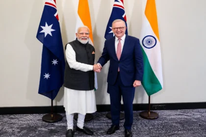 India Australia Defence Deal: PM Narendra Modi and Australian leaders announcing the India Australia Defence and Security Cooperation 2026 agreement.