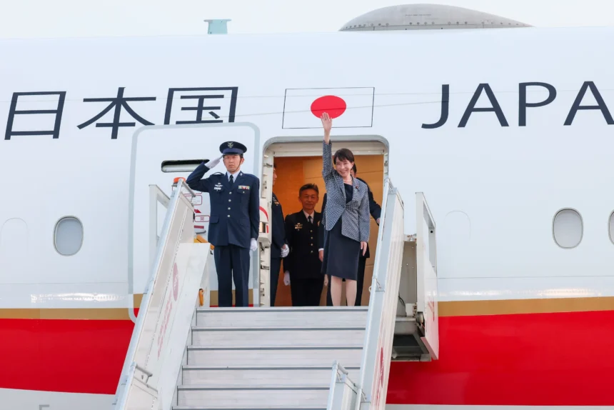 Japan PM Sanae Takaichi India Visit: Japan PM Sanae Takaichi with PM Narendra Modi during India visit at Rashtrapati Bhavan before Maruti Suzuki Kharkhoda plant inauguration.
