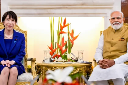 PM Modi Japan PM Meeting 2026: PM Narendra Modi and Japan PM Sanae Takaichi during bilateral meeting at Hyderabad House in New Delhi