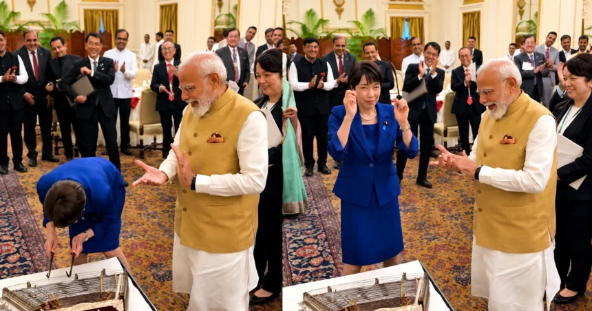 Sanae Takaichi Santoor Video: Japan PM Sanae Takaichi playing the santoor during her official India visit as PM Narendra Modi applauds.