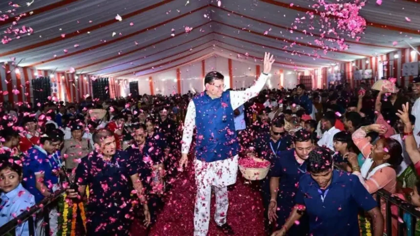 CM Dhami 5 Years Report Card: CM Dhami 5 Years Report Card presented at IDPL Ground in Rishikesh highlighting Uttarakhand government's five-year achievements and development projects