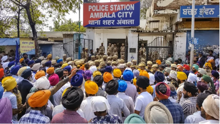 अंबाला गुरसिमरन मंड पिटाई सिख संगत थाना घेराव