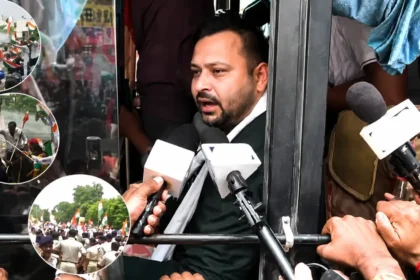 तेजस्वी यादव हिरासत- राजभवन मार्च के दौरान की तस्वीर